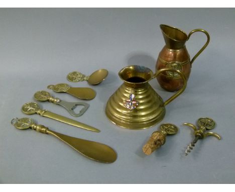 Festival of Britain 1951 - eight 'Pearage' brass items including paperknife, corkscrew, shoe horn, etc; together with a coppe