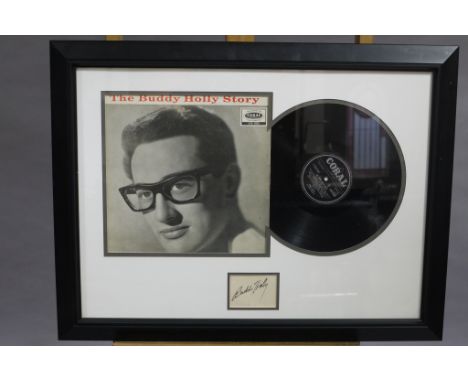 Decorative facsimile autographs - Buddy Holly - record sleeve and record with aperture signed in black ink 'Buddy Holly', mou