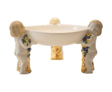 Michael Powolny (1871-1954), Centerpiece with 3 Standing Putti, made by Wiener Keramik (Viennese Ceramics), model No. 154, li