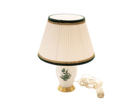 Augarten table lamp with lampshade, porcelain, wall with painted decoration "Maria Theresia," minor traces of use, functional