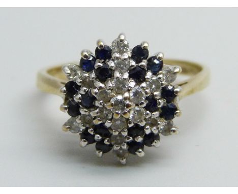 A 9ct gold, sapphire and cubic zirconia ring, 2.3g, K 