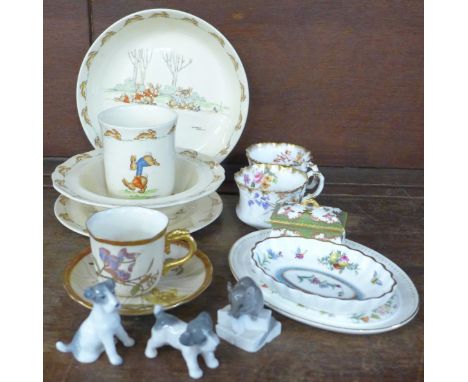 Royal Doulton Bunnykins bowl, dish, plate and mug, Spode, Wedgwood, Royal Copenhagen and Royal Worcester china 