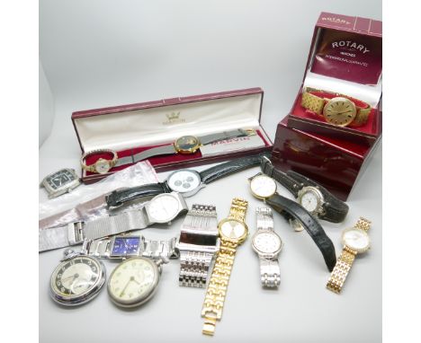 A collection of wristwatches including Rotary 