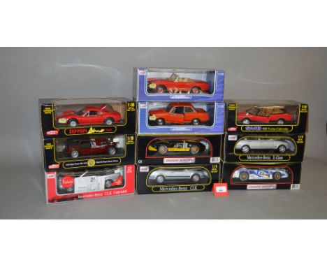 10 x Anson 1:18 scale diecast models, including Ferrari, Mercedes-Benz and saab. G+/VG in generally G+ boxes. 