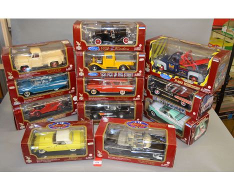 12 x 1:18 scale diecast models by Road Legends, including 1932 Ford, 1940 BMW and a 1953 Ford Wrecker. Models appear G+ in F-