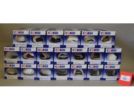 20 x Corgi Vanguards diecast model cars. VG, boxed, but have been removed from boxes and not screwed to bases.