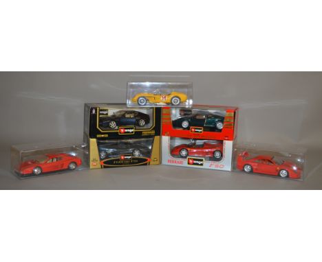 Four boxed Bburago Ferrari diecast models in 1:18 scale, 2 x F50, one being from the 'Gold Collection', a 1992 456GT and a 36