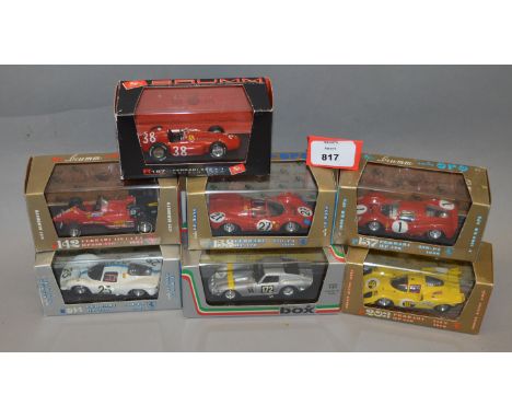 Six boxed Ferrari diecast models in 1:43 scale by Brumm (Italy) including 330P3, 512S and 555 F1 variants together with a 'Bo