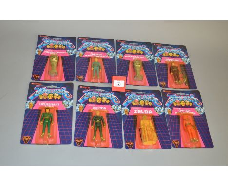 Bandai Terrahawks action figures, a complete set of eight: Zelda; Doctor Ninestein; Lieutenant Hiro; Captain Kate Kestrel; Li