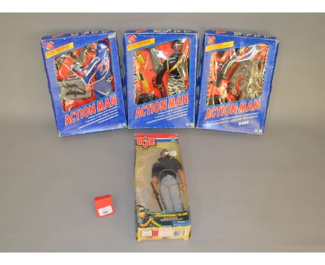 Four Hasbro Action Man & GI Joe action figures: GI Joe Trouble At Coyote Crossing; Action Man Cobra Commander; Stalker; Duke.