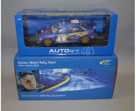 A boxed Autoart #80293 'Subaru Impreza WRC 2002 T. Makinen' diecast model in 1:18 scale, limited edition of 1500, appears G+/