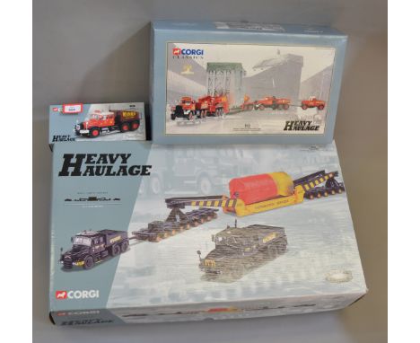 Three Corgi Heavy Haulage Wynns 1:50 scale diecast models: 17903 Scammell Contractor; 31009 Diamond T Ballast x 2 24 Wheel Gi