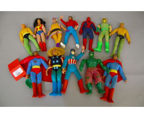 Mego World's Greatest Superheroes, a quantity of 8" action figures, including: Thor; Fist Fighters Spider-Man; Superman; Wond