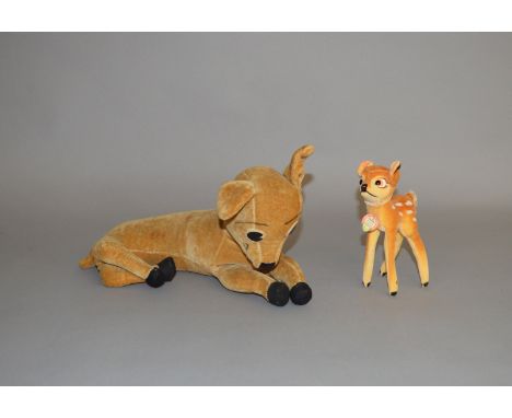 Two Disney 'Bambi' teddy bears: Steiff Bambi, c. 1959-1964, height 14cm, with chest tag and button to ear, VG; Character Nove