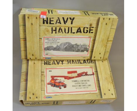 Two Corgi Heavy Haulage 1:50 scale diecast model sets: CC12307 United Heavy Transport Scammell Contractor, Girder Trailer, Bo