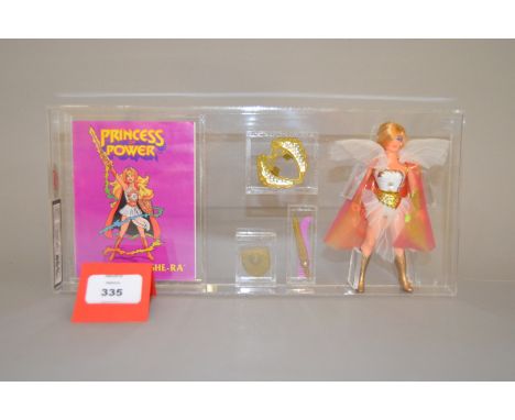 Mattel Princess of Power She-Ra action figure. Unboxed but UKG graded 85%, presented in acrylic case with accessories.