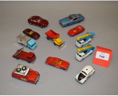 Twelve unboxed playworn Corgi Toys diecast models, from the standard and 'Husky' miniature  range, including a Monte Carlo Ra