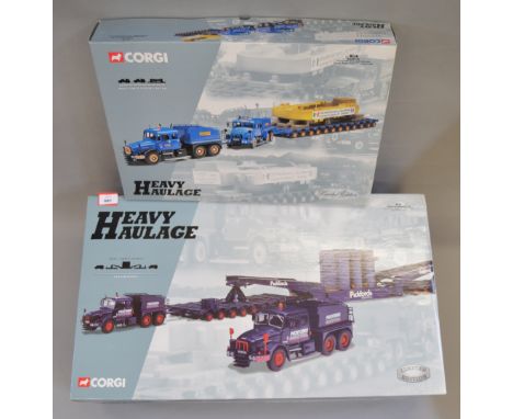 Two Corgi Heavy Haulage Pickfords 1:50 scale diecast models: 18005 Scammell Contractor x 2, Nicolas Trailer, Bogies & Generat