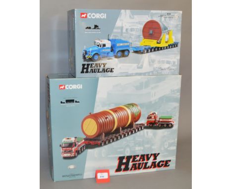 Two Corgi Heavy Haulage 1:50 scale diecast models: 18001 Econofreight Heavy Transport Scammell Contractor with Nicolas Bogie 