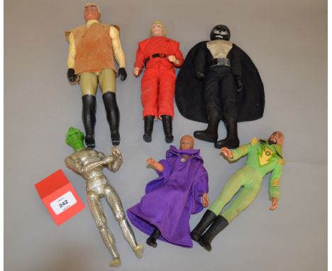 Assorted vintage action figures: LJN V Enemy Visitor; Ideal STAR Team Knight of Darkness; Ideal STAR Team ZEM-21; Mego Flash 