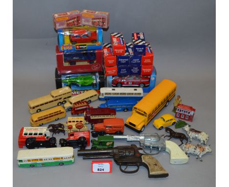 A selection of unboxed playworn diecast and plastic model vehicles by Corgi, Matchbox, Brekina and others including a large s