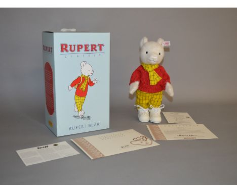 Steiff Classic Rupert the Bear, ltd.ed. 2239/3000, UK & Ireland exclusive, height 28 cm. VG, boxed, with certificate. 