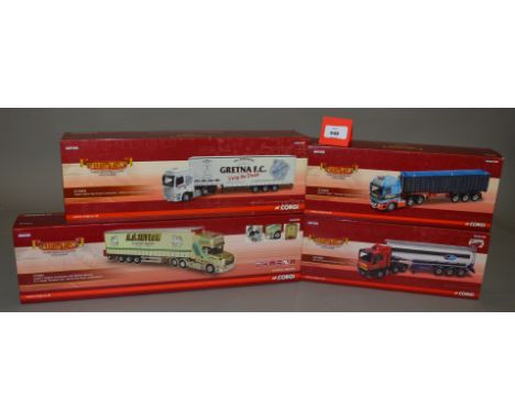 Four Corgi Hauliers of Renown 1:50 scale diecast models: CC13424 TP Niven ERF ECT General Purpose Tanker; CC13619 Tennant Tra