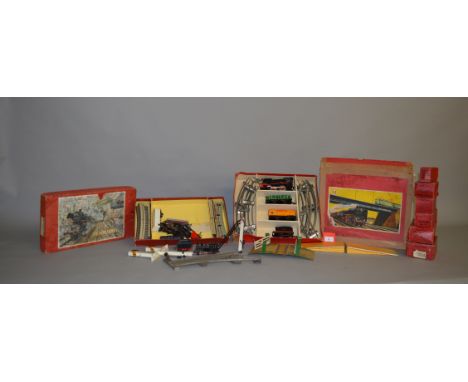 O Gauge. A mixed group of model railway items, some boxed, including Distler and Marklin train sets together with a  Hornby L