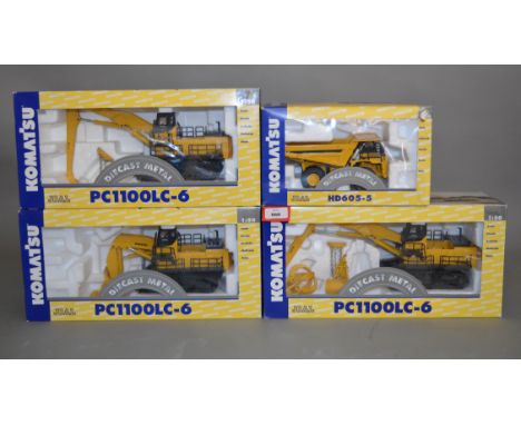 4 x JOAL Komatsu model 1/50 scale Earthmoving eqipment models. VGB examples