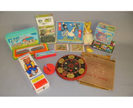 An interesting mixed lot: Schylling Antique Golf Game; Yoneya (Japan) Wind-up Watermill; Schylling Ernest Balancing Bear; Air