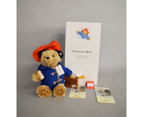 Steiff Ours Paddington Paddington Bear, ltd.ed. 3556/5000. VG, with outer box but missing inner cardboard stand/packing piece