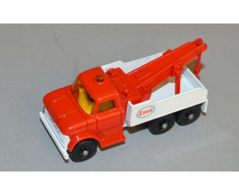 A scarce unboxed Matchbox diecast model from their 1-75 Regular Wheel series, a 71c Ford Heavy Wreck Truck in red and white w