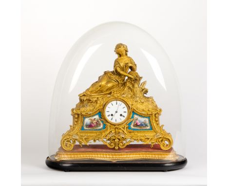 A Napoleon III ormolu and porcelain mounted eight-day mantel clock, retailed by Charles Frodsham, Paris, the case with female