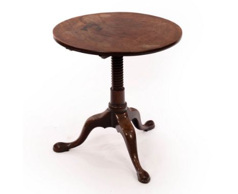 An early 19th Century mahogany circular table on a bobbin turned column and tripod support, the top 63cm diameter  CONDITION 
