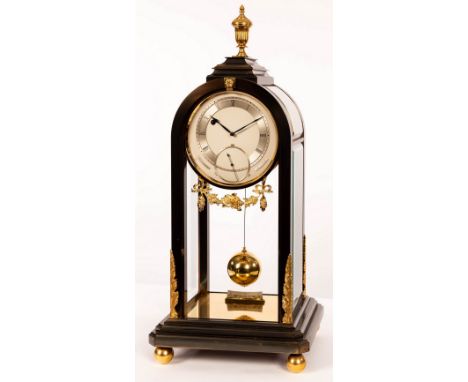 An eight-day table regulator by Sinclair Harding & Co. of Cheltenham, no. 604, the aluminium anodised black case with gilt br