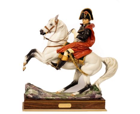 A Royal Worcester equestrian figure of Napoleon, modelled by Bernard Winskill, certificate number 627/750, 40cm high x 38cm w