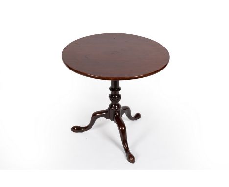 A George III mahogany tripod table with birdcage action, 74cm diameter