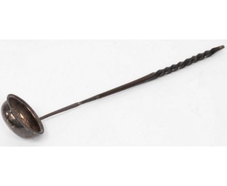 A George III silver toddy ladle, marks rubbed, with twisted whalebone handle CONDITION REPORT: Lot contains an element of pre