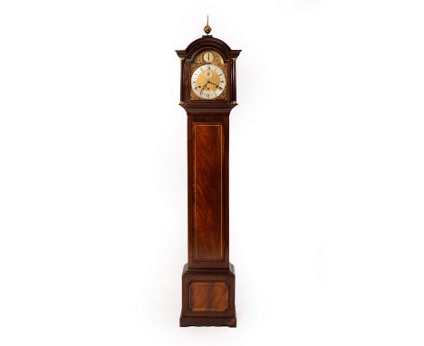 An eight-day mahogany longcase clock by Sinclair Harding &amp; Co. of Cheltenham, the arch top case with ball finial, the tru