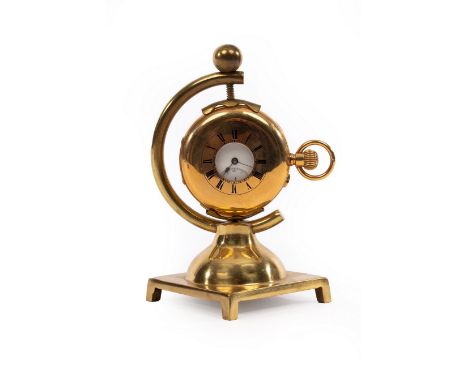 An 18ct gold half-hunter pocket watch with blue enamel Roman numerals to the outer case/Provenance: Rous Lench Collection and