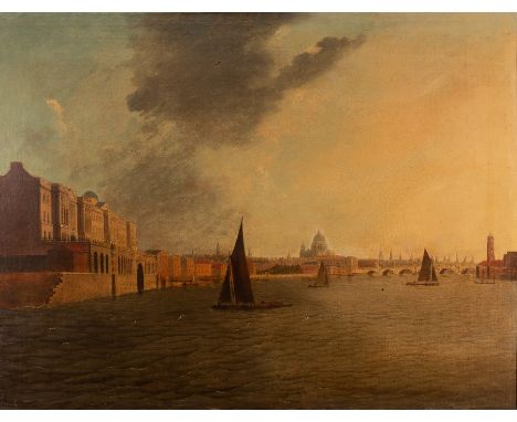 Attributed to Daniel Turner (1782-1820)/A View of the Thames/St Paul's and Somerset House beyond/oil on canvas, 45.5cm x 60cm
