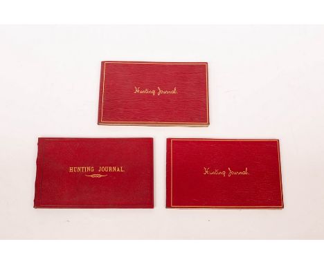 The Hunting Journals of Captain Foljambe, in three red leather bound volumes covering the years 1910-1921, detailing meets, h