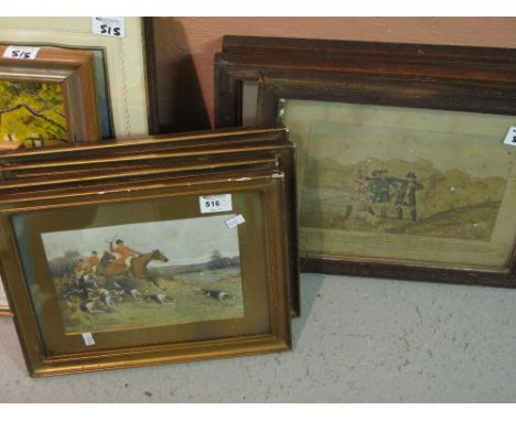Group of assorted hunting and sporting prints, some from the early 19th Century.  Framed. (7)