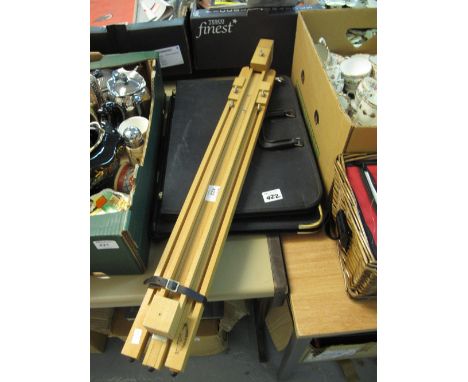 Windsor and Newton wooden easel together with two similar hand held folios.  (3) CONDITION REPORT: Appears complete and in go