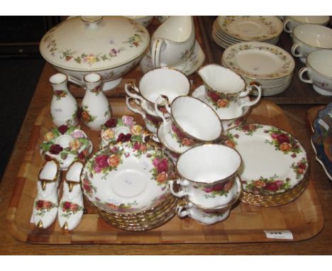 Tray of Royal Albert Royal Country Roses part tea wear and other items to include; cups, saucers, milk jugs, sucrier, side pl