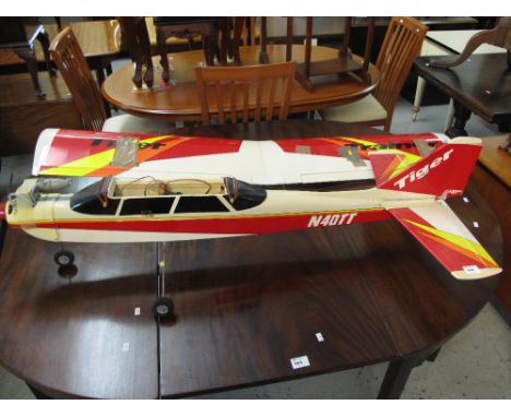 Flying scale model Thunder Tiger petrol engined radio controlled Aeroplane.