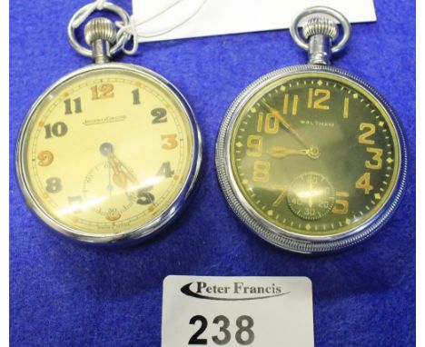 Two military pocket watches, one Waltham with arrow head to reverse, number 14954, the other Jager-Le Coultre military arrow 