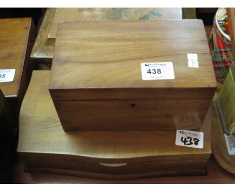 19th Century mahogany two section tea caddy together with a walnut 20th Century three section cigar box.  (2)