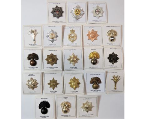 Guards Cap Badgesincluding silvered and enamel Coldstream Guards ... Silvered, gilt and enamel Scots Guards ... Silvered and 