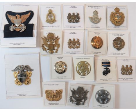 American and Commonwealth Cap Badgesincluding white metal and gilt US Coast Guard on cap band ... White metal and gilt US Nav